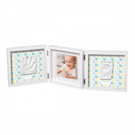 Рамочка Baby Art Тройная с отпечатками Стильная Белая