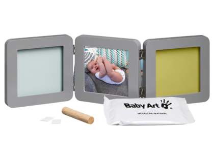 Набор для создания отпечатка ручки и ножки малыша Baby Art Тройная рамка Серая
