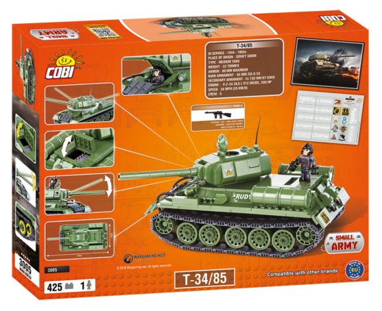 Конструктор COBI World Of Tanks Т-34/85, 425  деталей